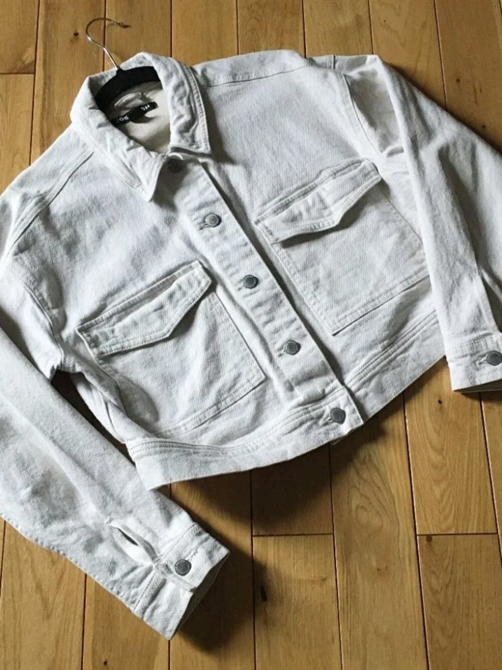 Joe Fresh Off-White Cotton Denim Boxy Cropped Jacket - M